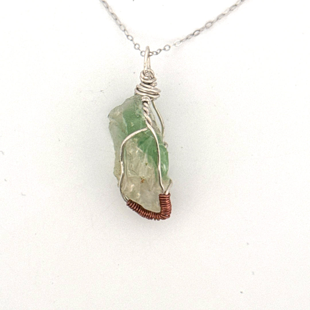 Green Lemurian Fluorite S925 Handmade Necklace