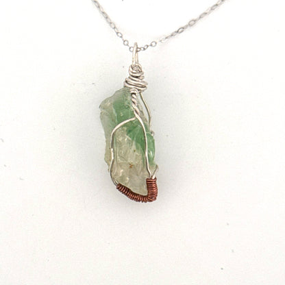 Green Lemurian Fluorite S925 Handmade Necklace
