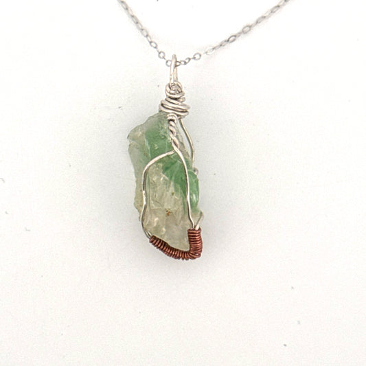 Green Lemurian Fluorite S925 Handmade Necklace