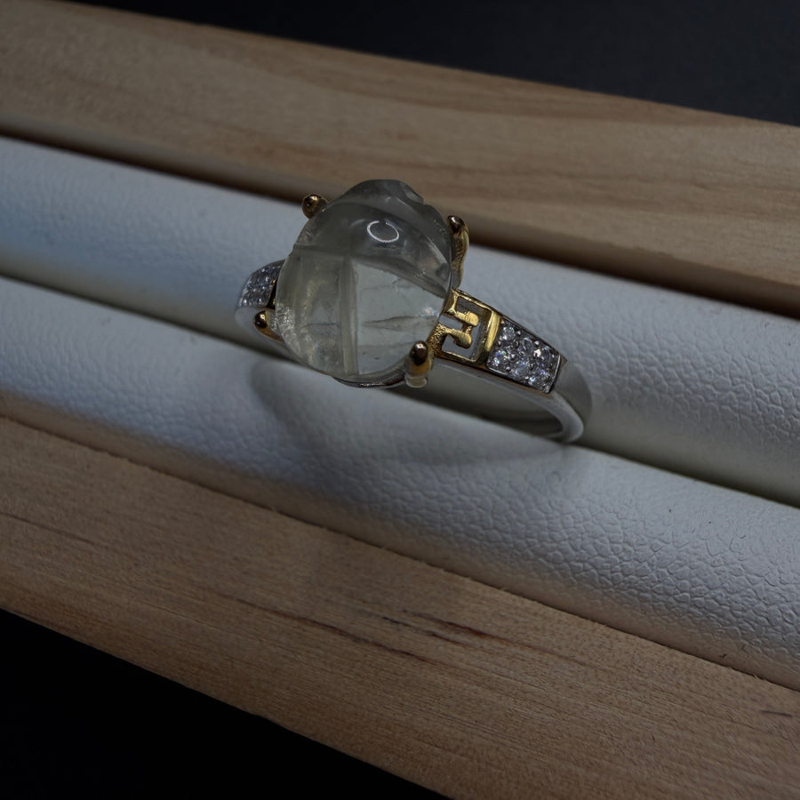 Libyan Desert Glass Scarab S925 Certified Ring
