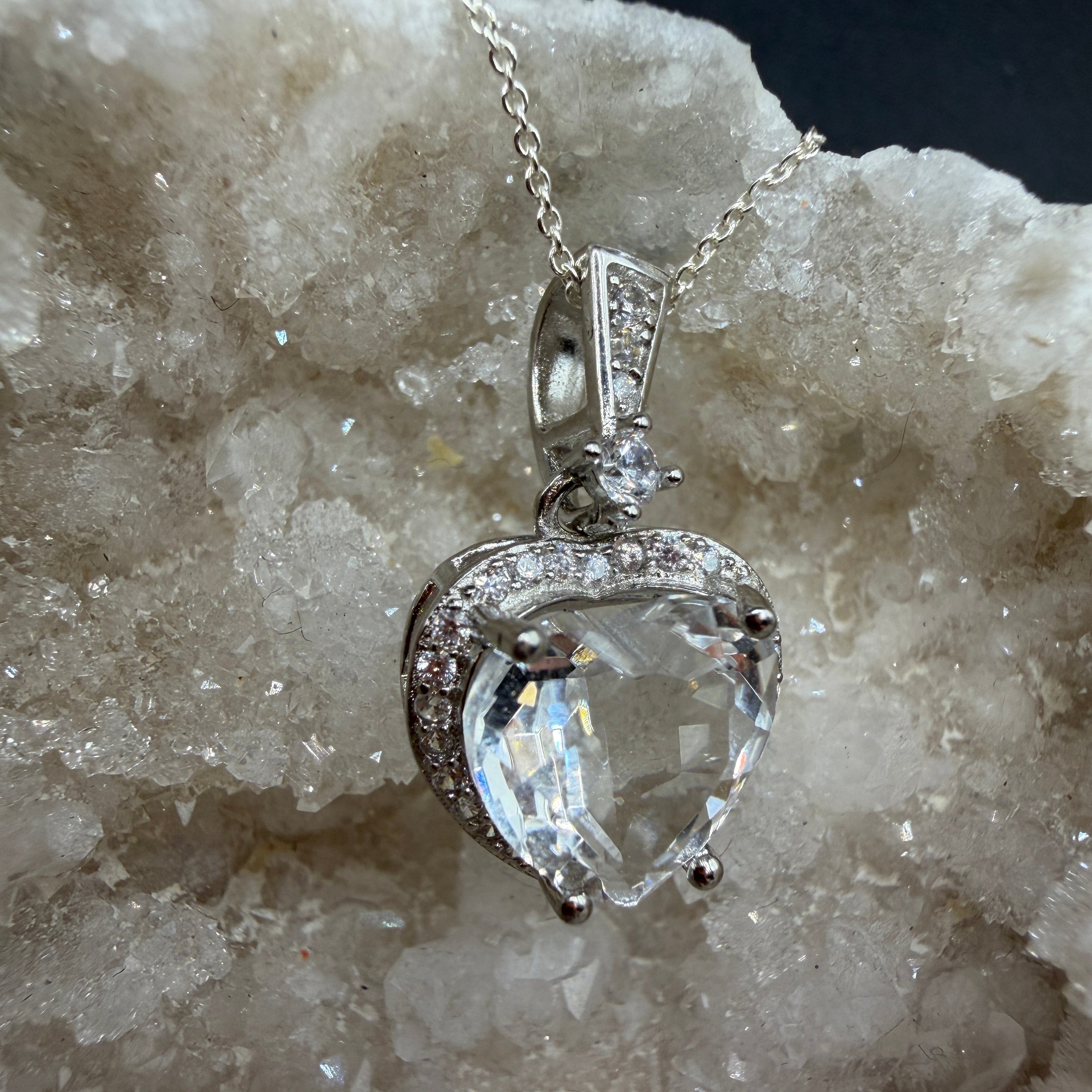 Clear Quartz Heart S925 Necklace