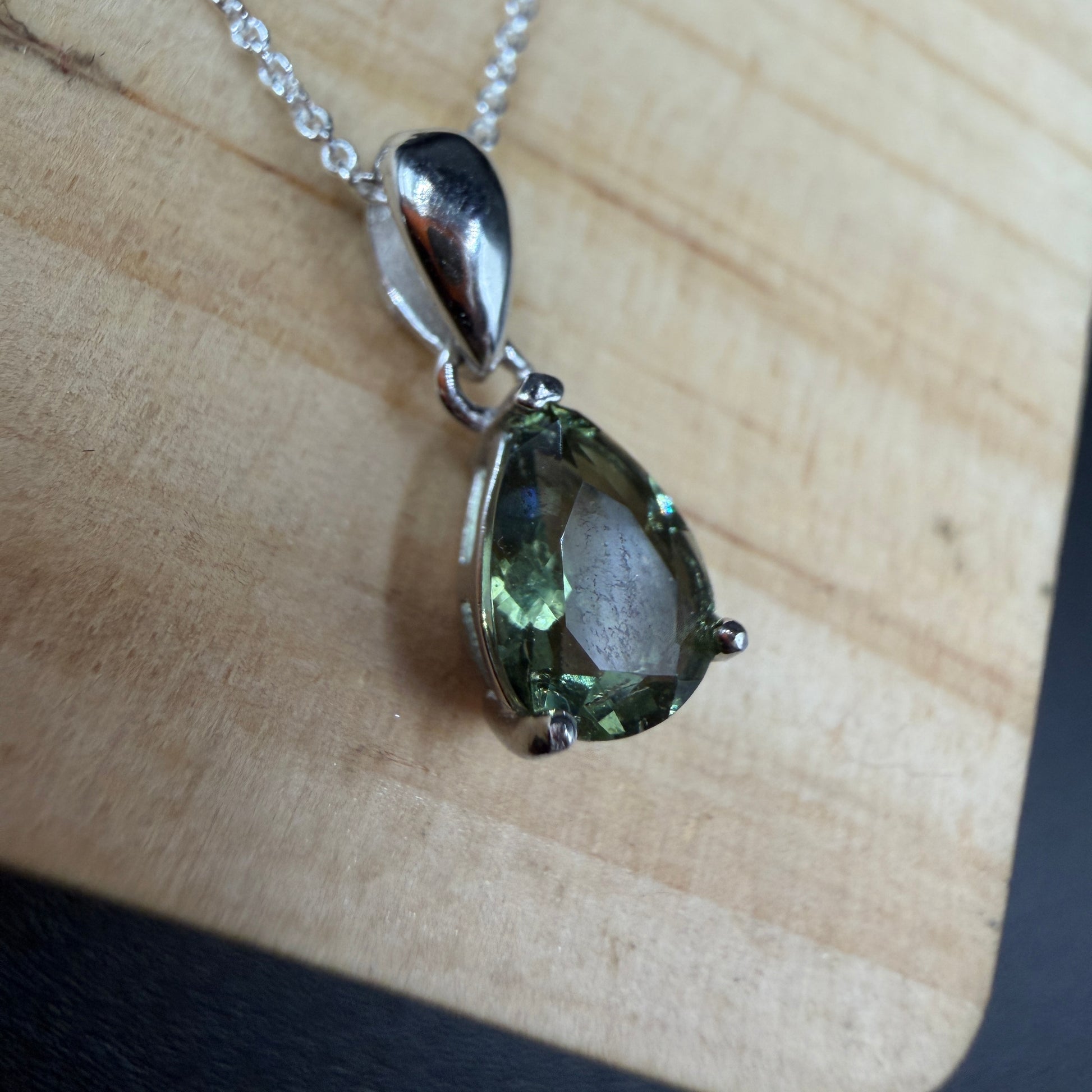 Moldavite Teardrop Certified S925 Necklace