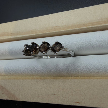 Smokey Quartz S925 Adjustable Ring