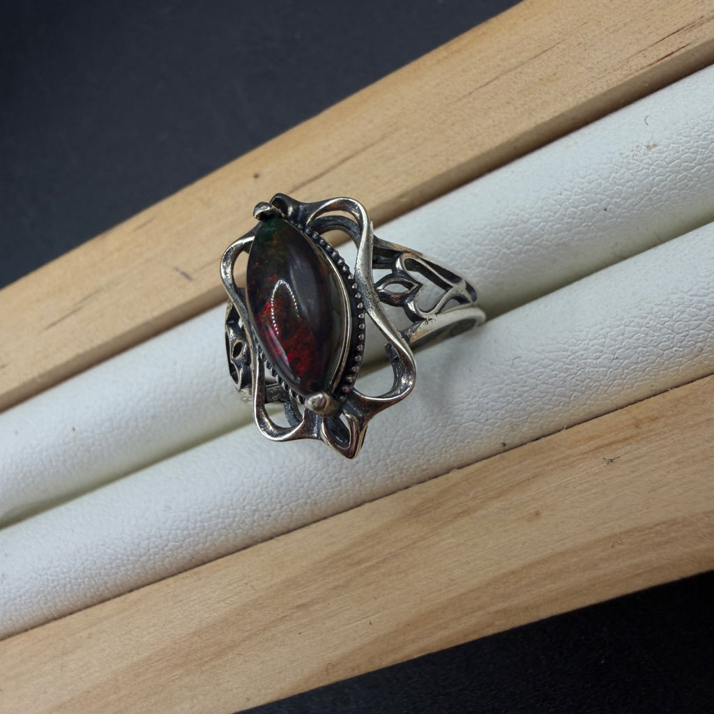 Black Opal S925 Adjustable Ring