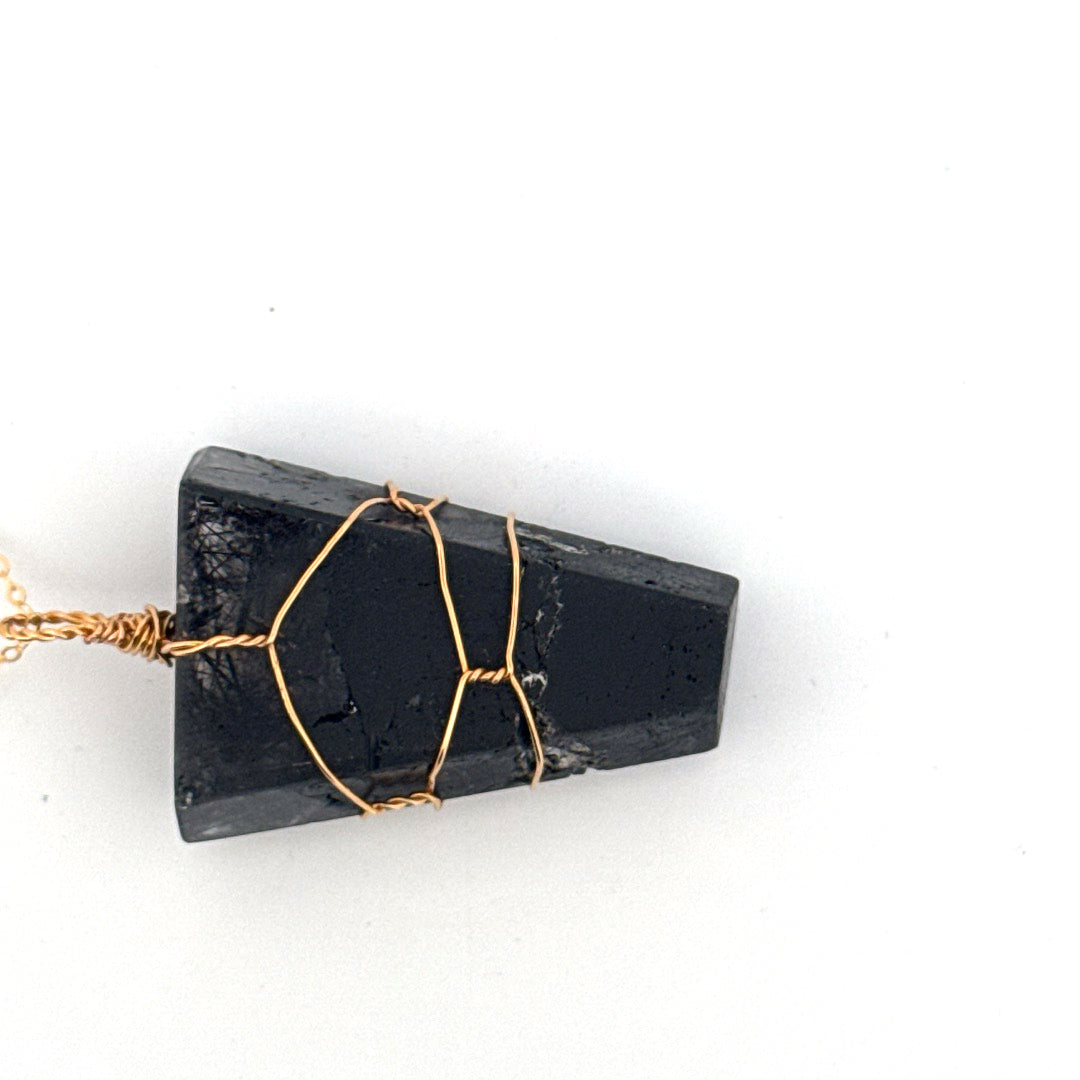 Black Tourmaline in Quartz Handmade Necklace