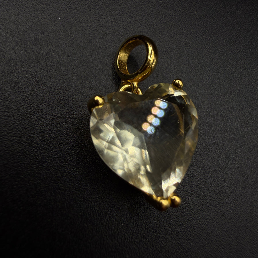Gold Libyan Desert Glass Heart S925 Certified Necklace