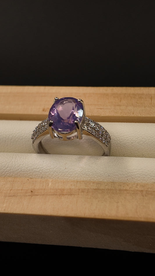 Amethyst Jade S925 Adjustable Ring