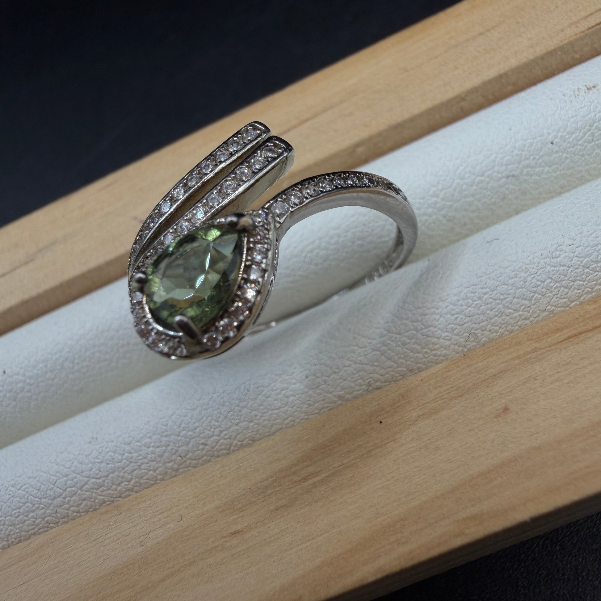 Moldavite S925 Adjustable Certified Ring