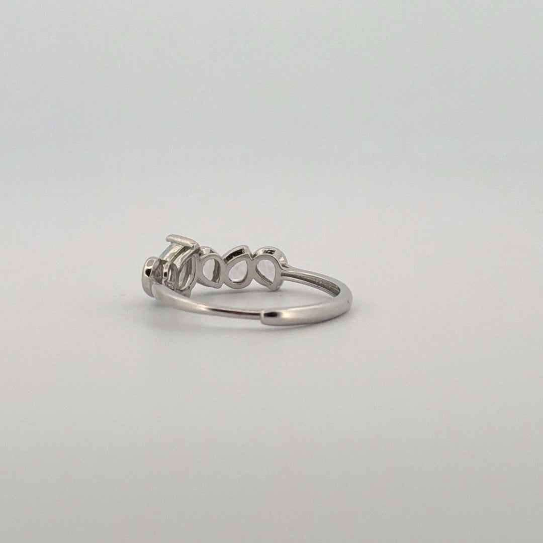 Clear Quartz and Aquamarine S925 Adjustable Ring