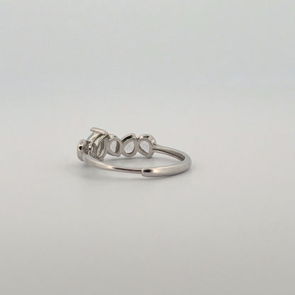 Clear Quartz and Aquamarine S925 Adjustable Ring