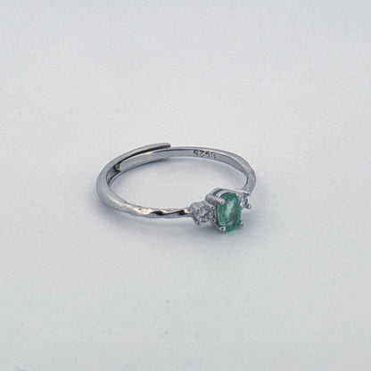 Emerald S925 Adjustable Ring