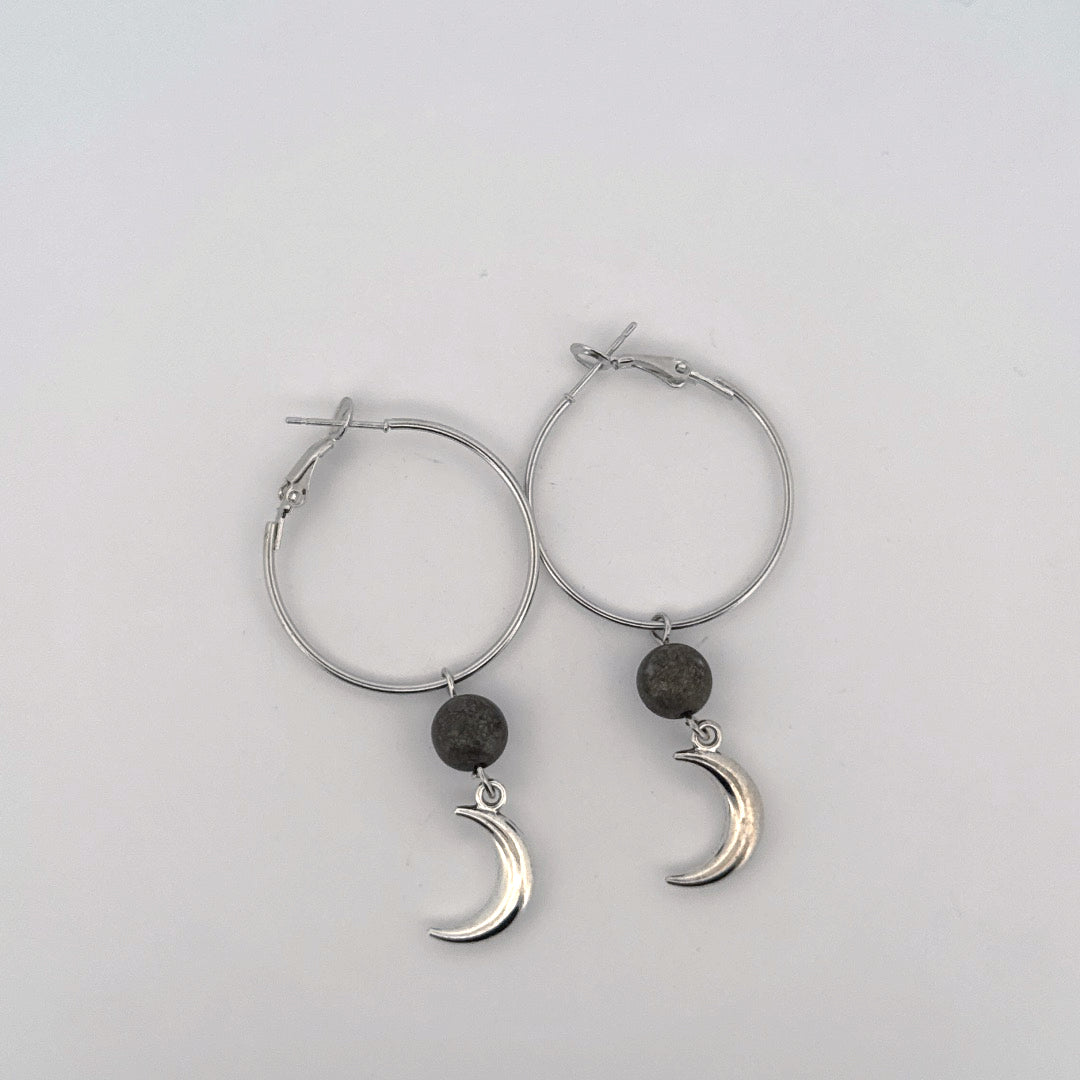 Pyrite Moon Handmade Hoop Earrings