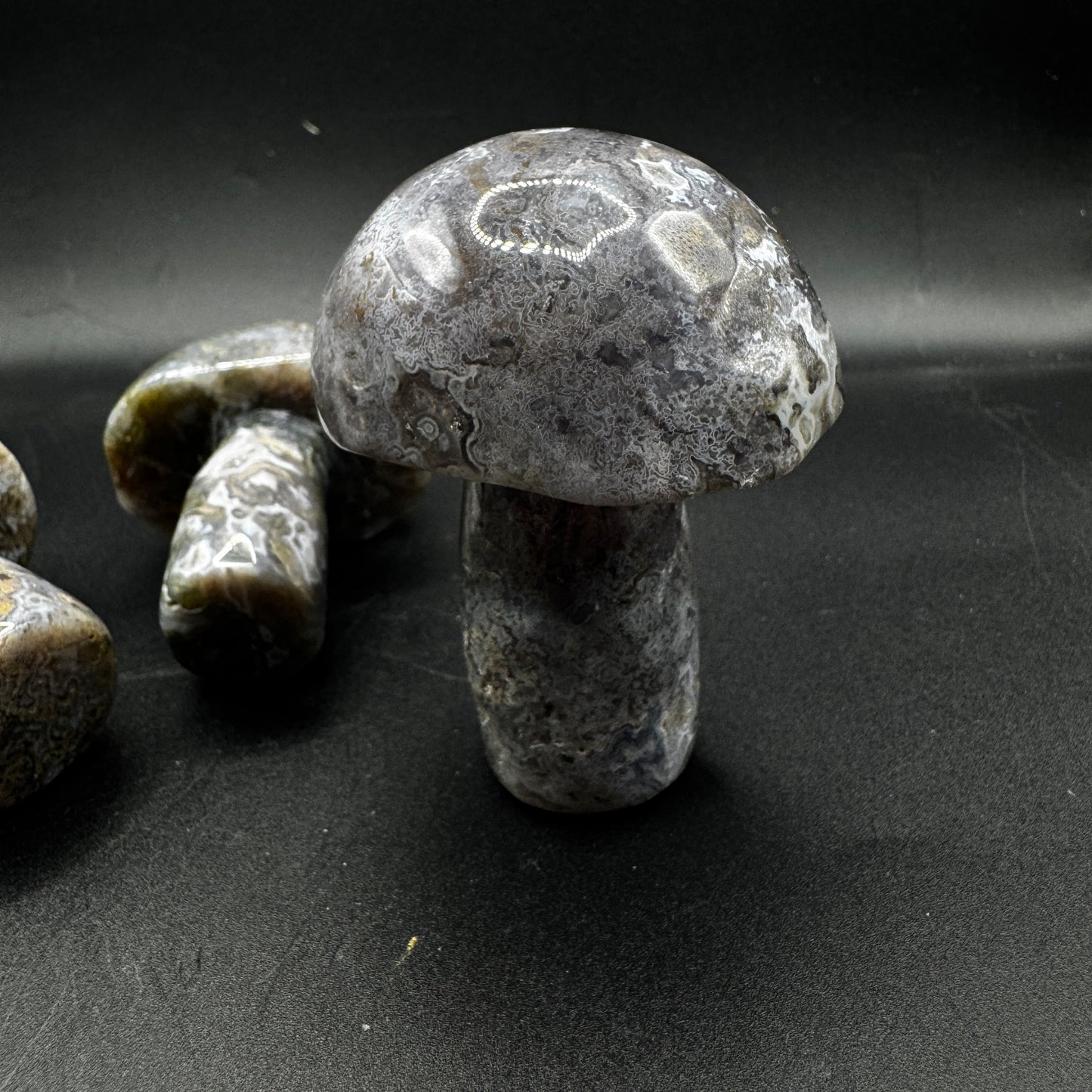 Purple Moss Agate Mushroom Carving