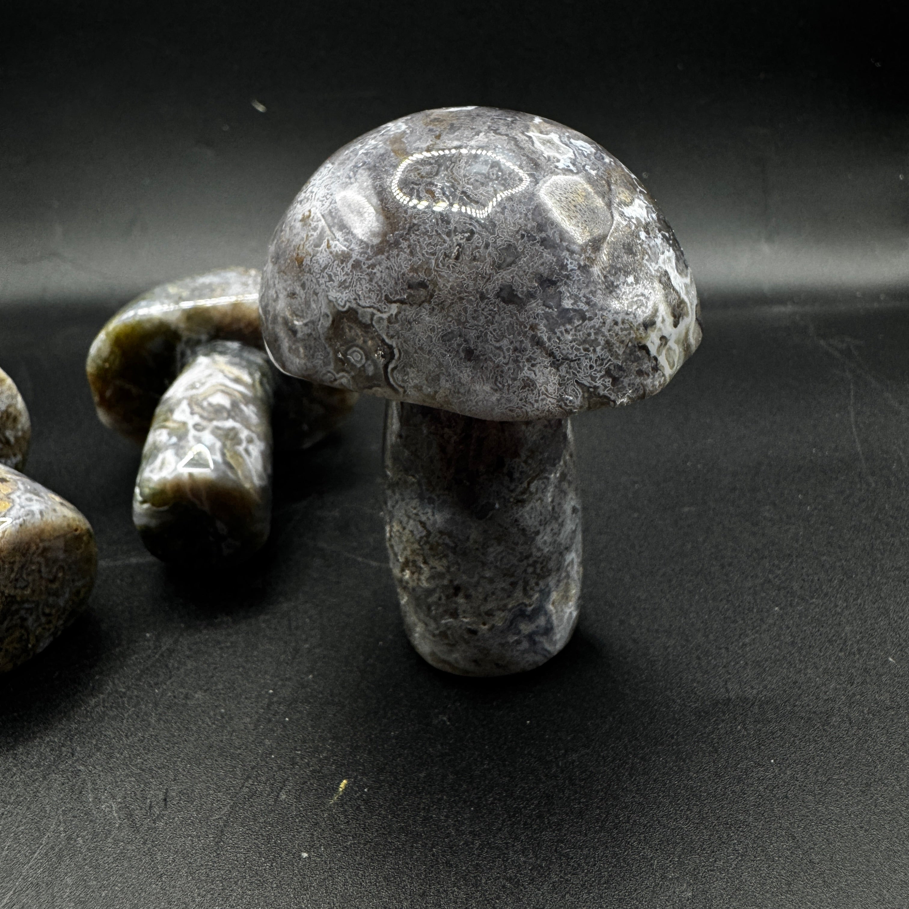 Purple Moss Agate Mushroom Carving