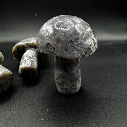 Purple Moss Agate Mushroom Carving