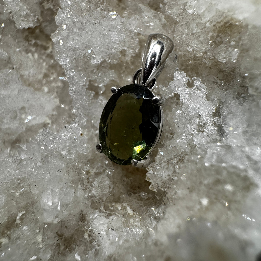 Moldavite Oval Certified S925 Necklace