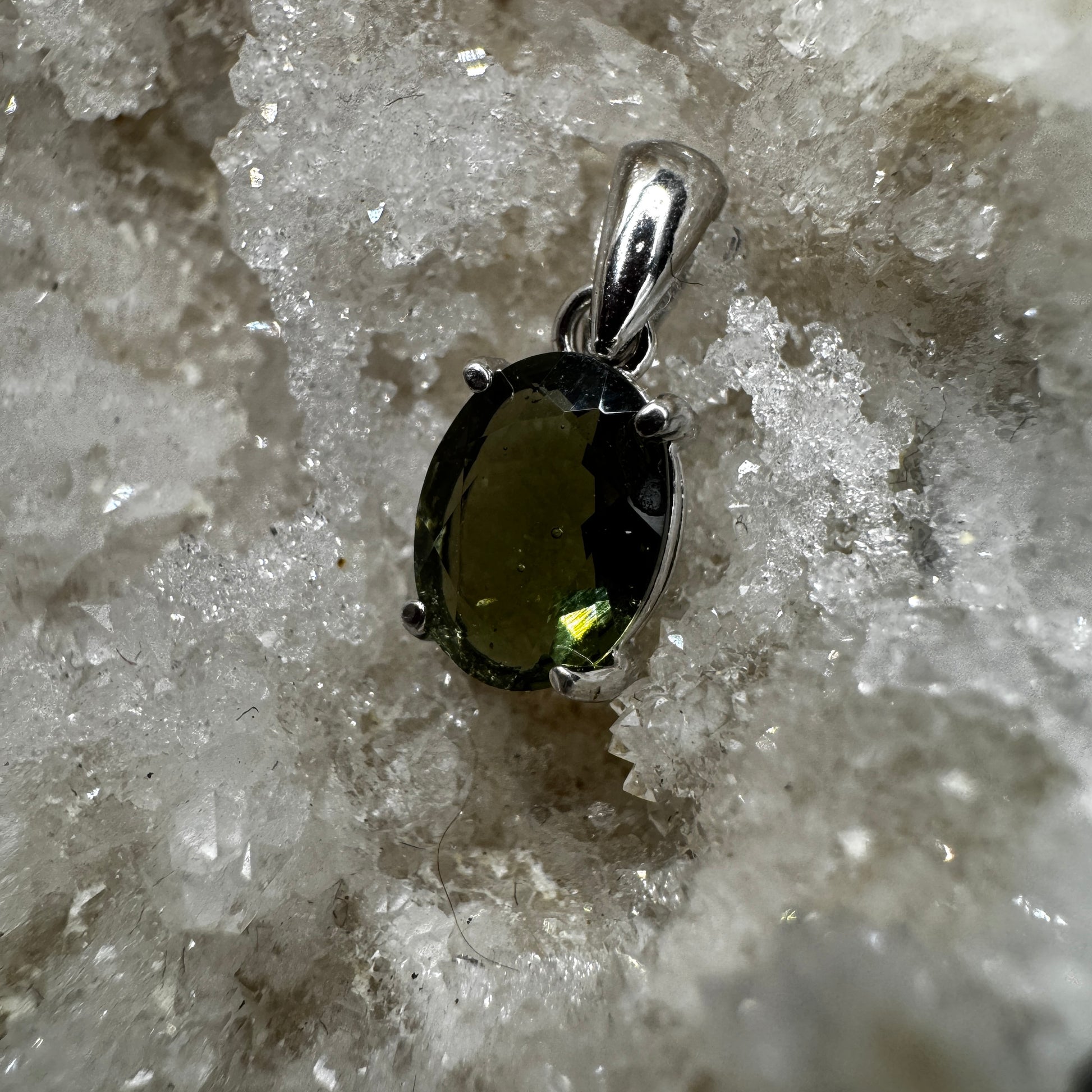 Moldavite Oval Certified S925 Necklace