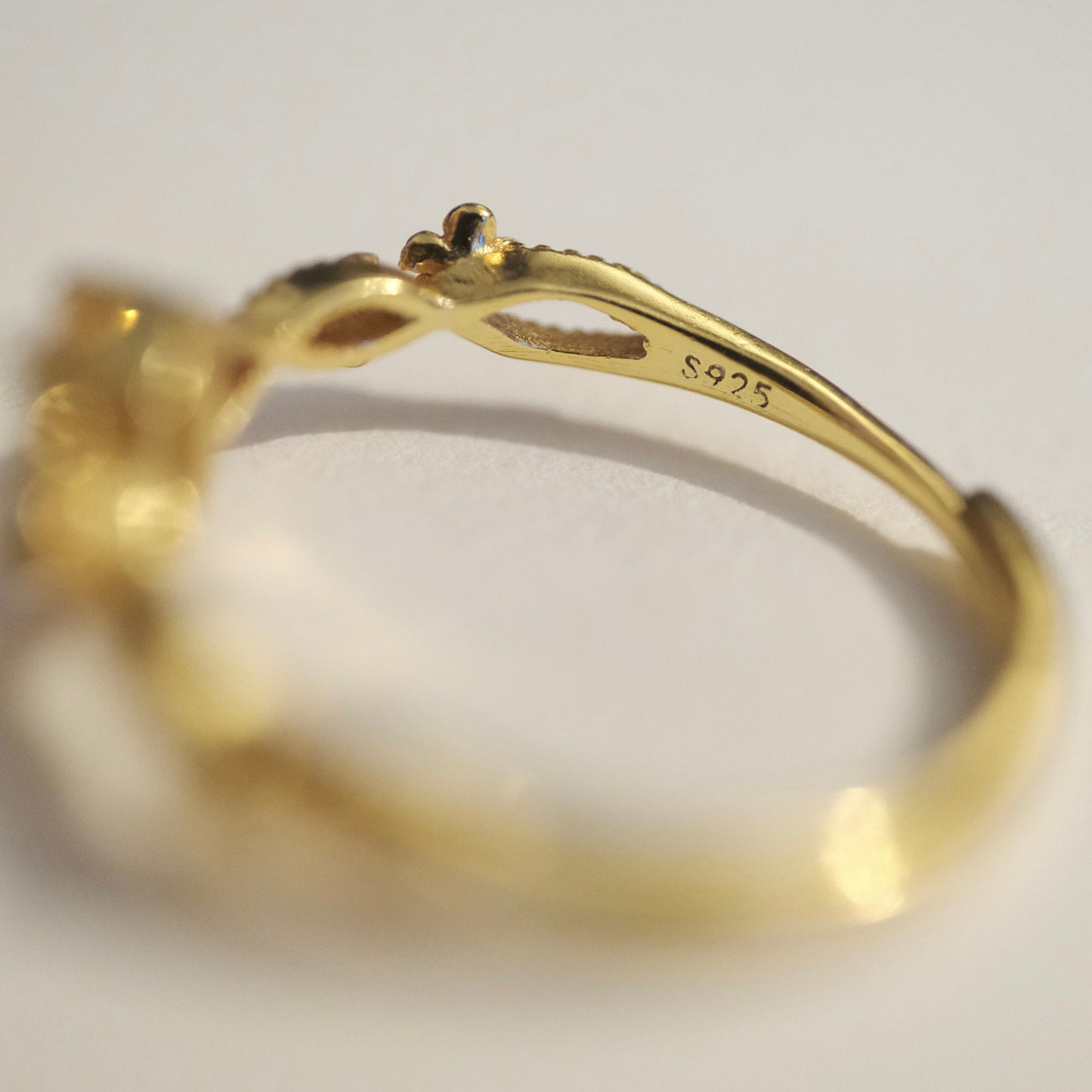 Citrine S925 Gold Adjustable Ring