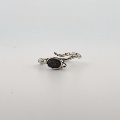Silver Sheen Obsidian Snake S925 Adjustable Ring
