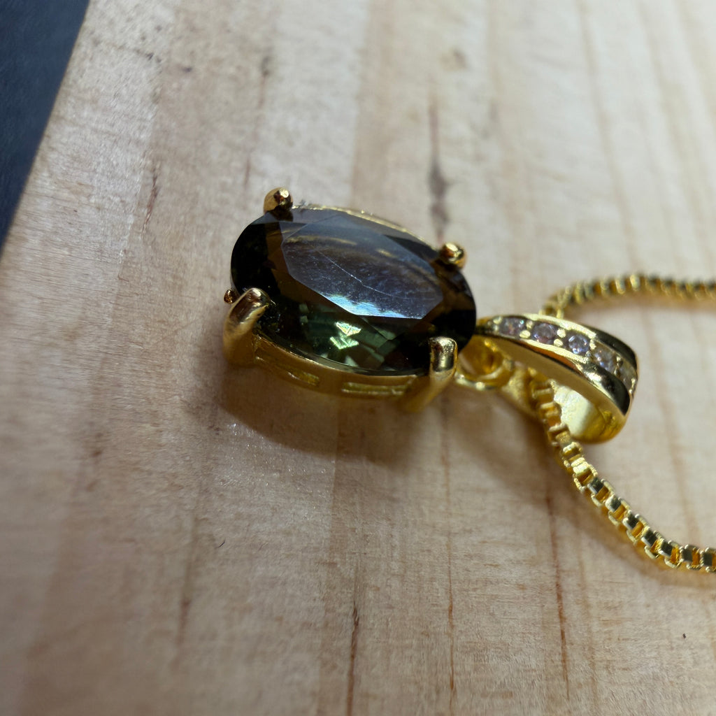 Moldavite Gold Certified Necklace