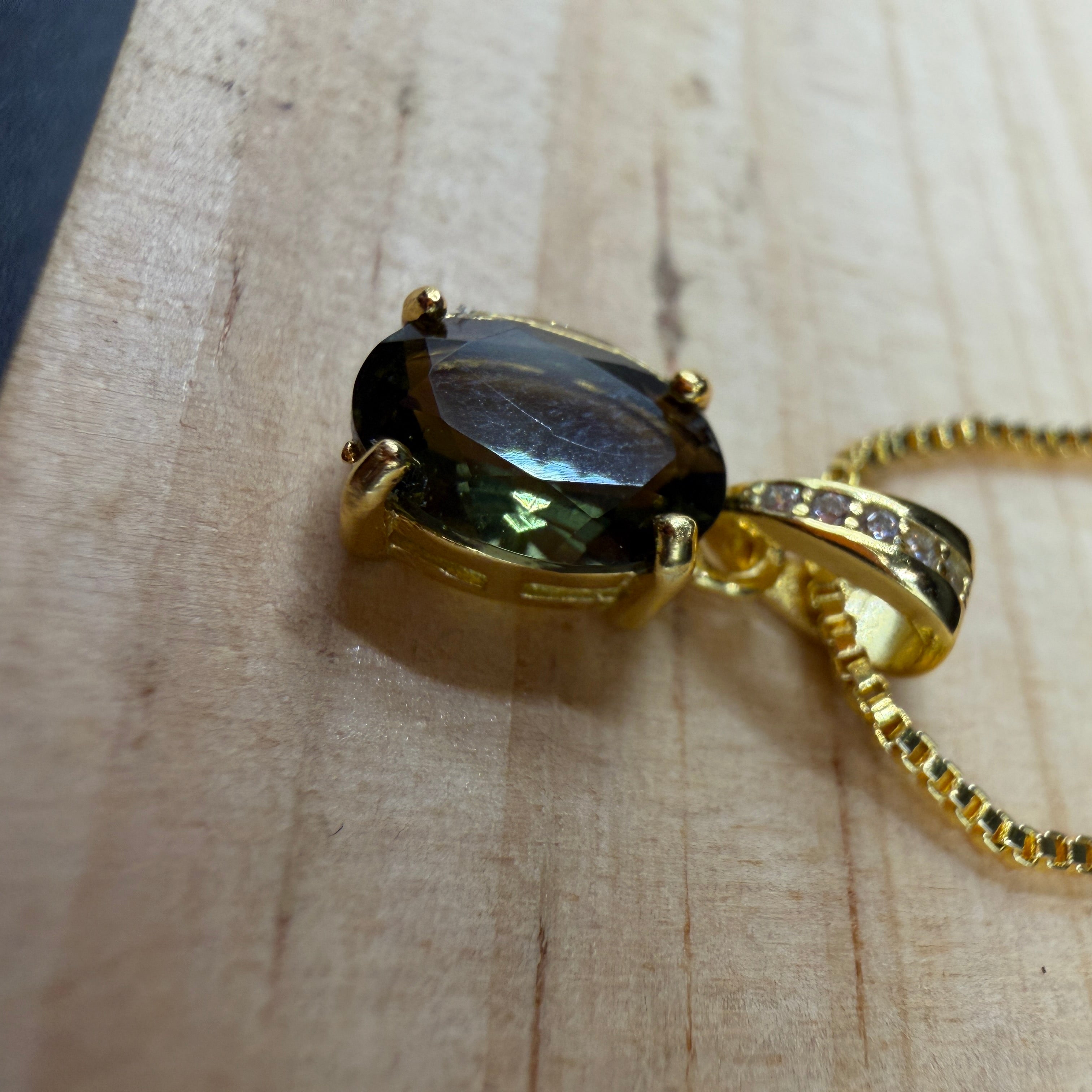 Moldavite Gold Certified Necklace