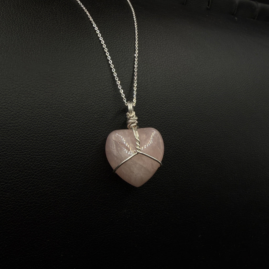 Rose Quartz Heart Handmade S925 Necklace