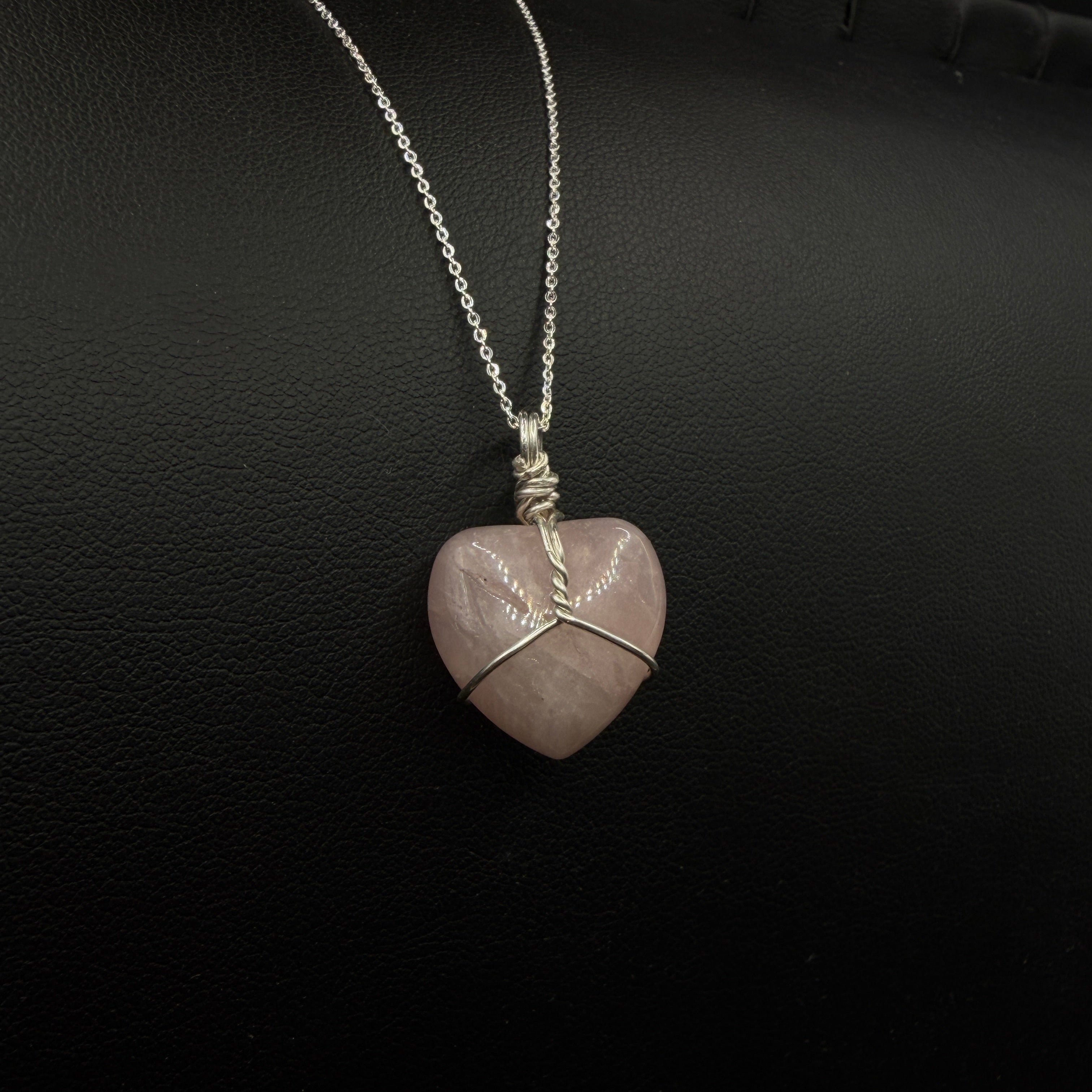 Rose Quartz Heart Handmade S925 Necklace