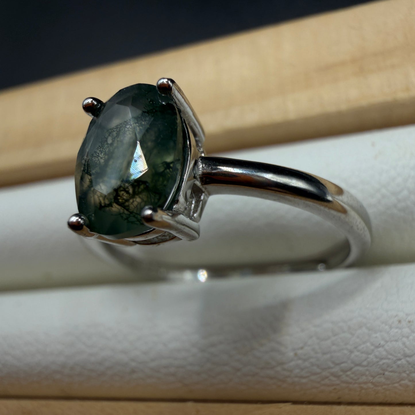 Moss Agate S925 Adjustable Ring