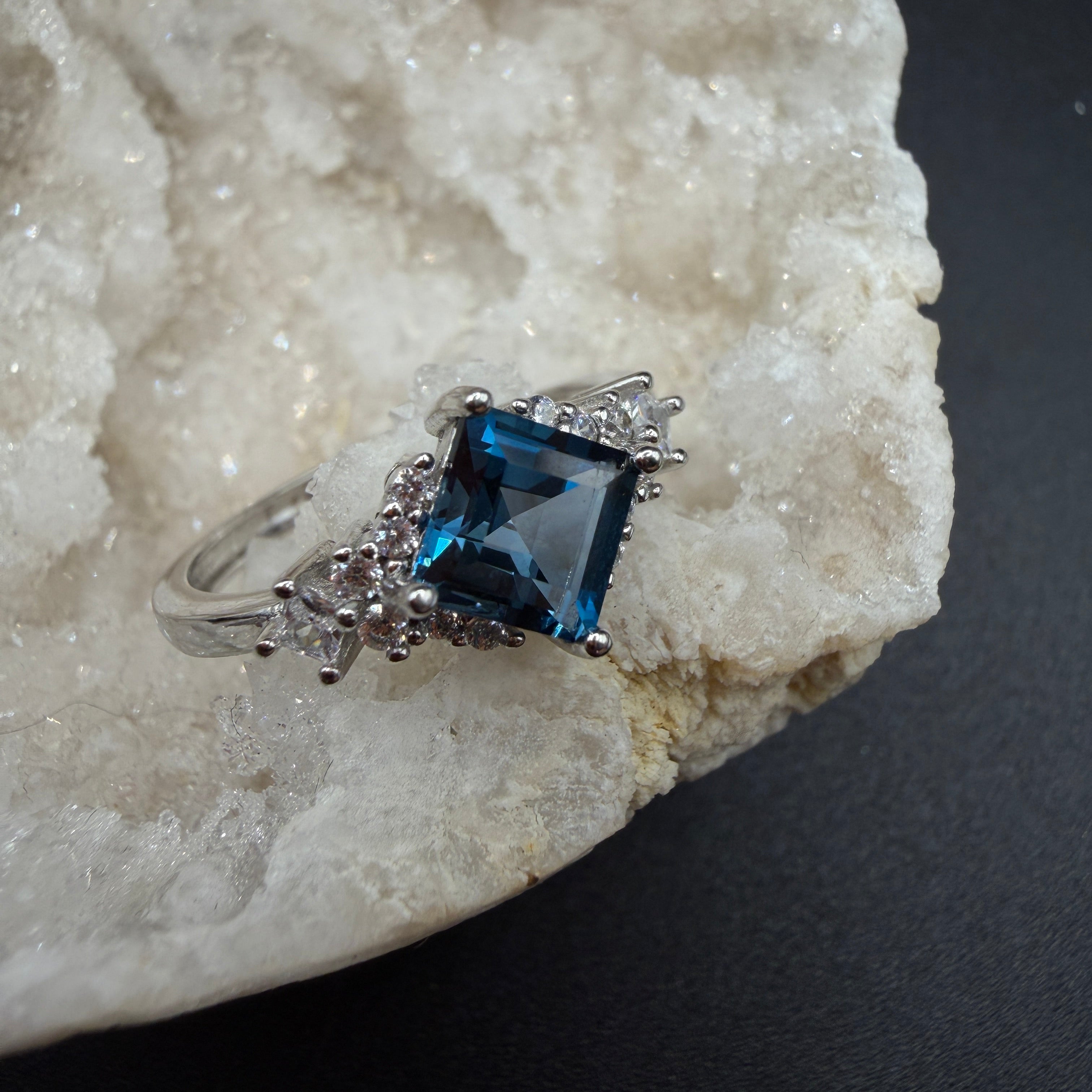 Blue Topaz S925 Certified Adjustable Ring