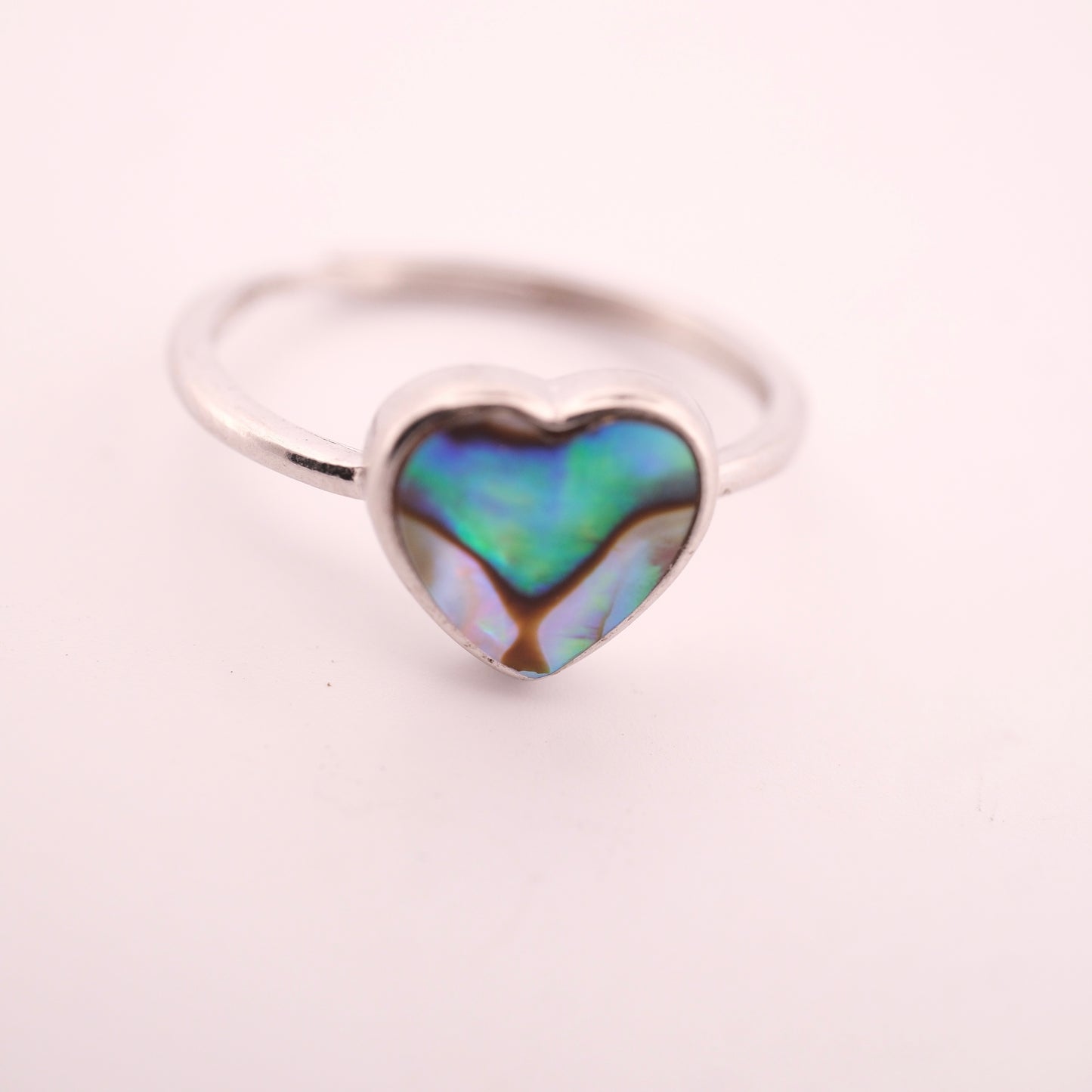 Heart Abalone Shell S925 Adjustable Ring