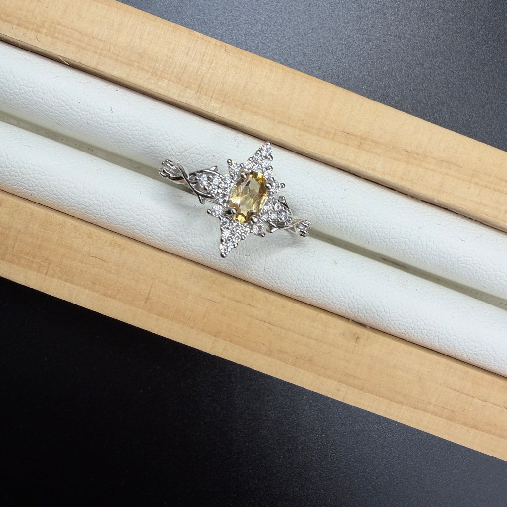 Citrine Star S925 Adjustable Ring