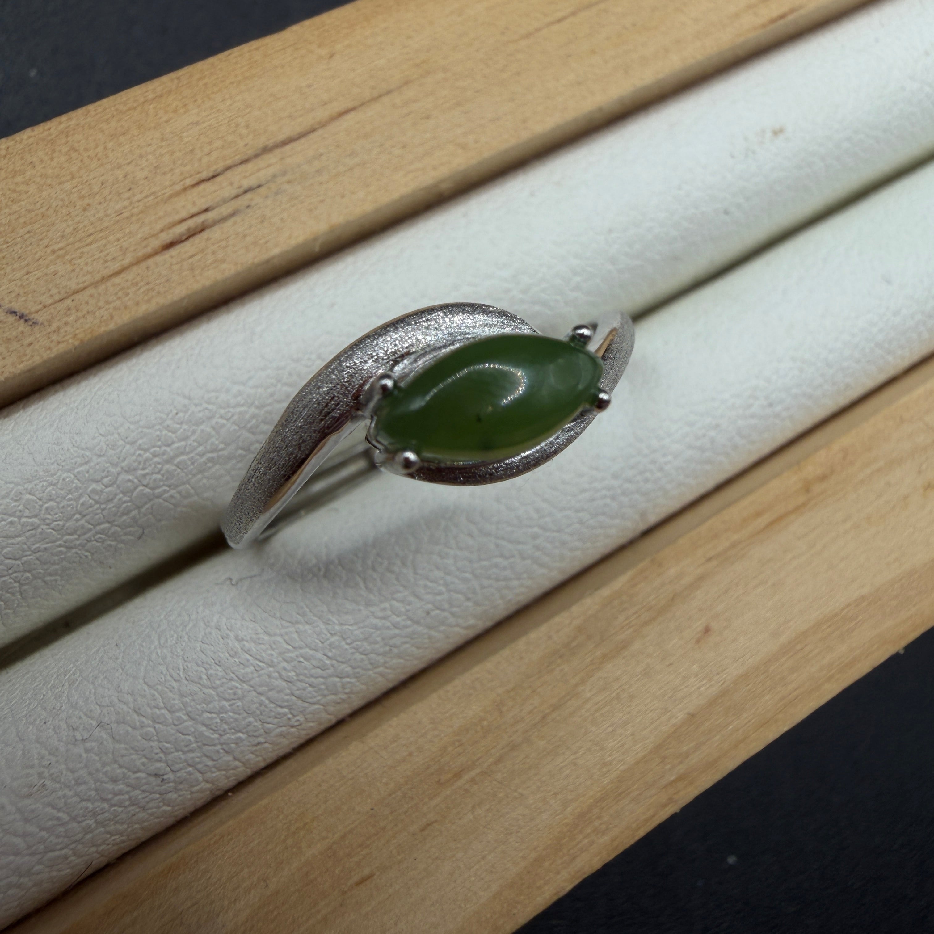 Green Jade S925 Adjustable Ring