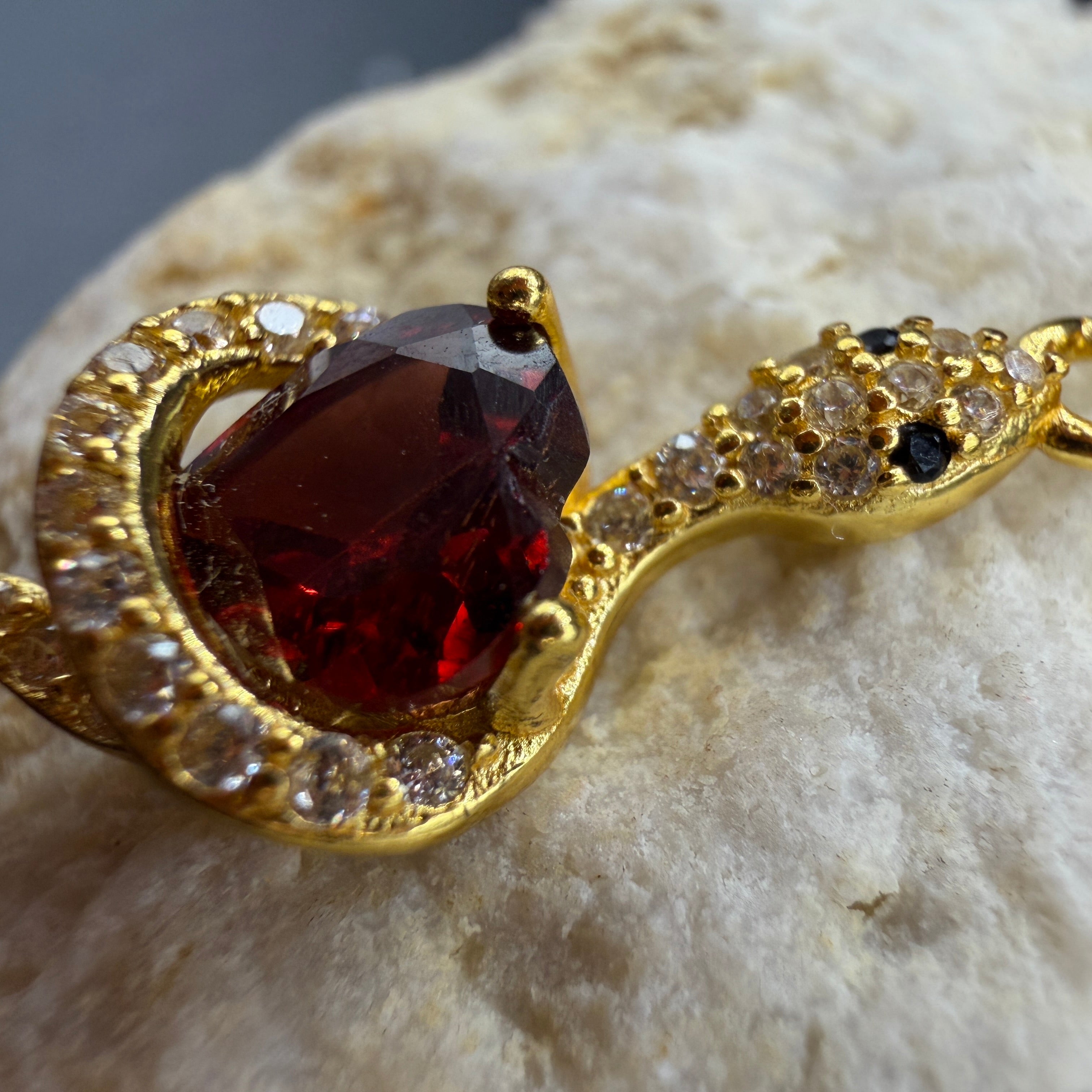 Garnet Snake S925 Necklace