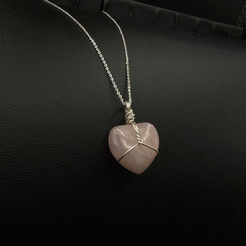 Rose Quartz Heart Handmade S925 Necklace