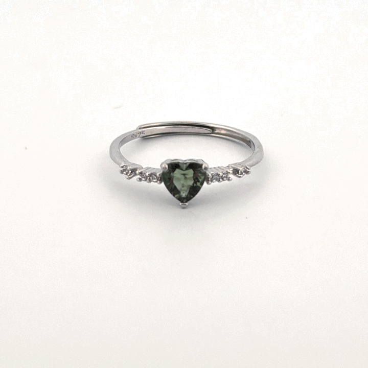 Moldavite S925 Adjustable Certified Ring