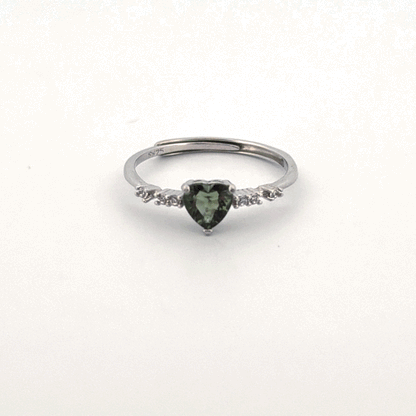 Moldavite S925 Adjustable Certified Ring
