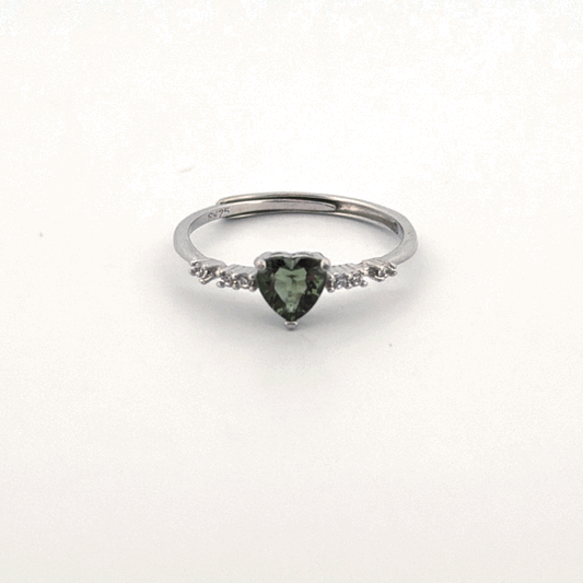 Moldavite S925 Adjustable Certified Ring