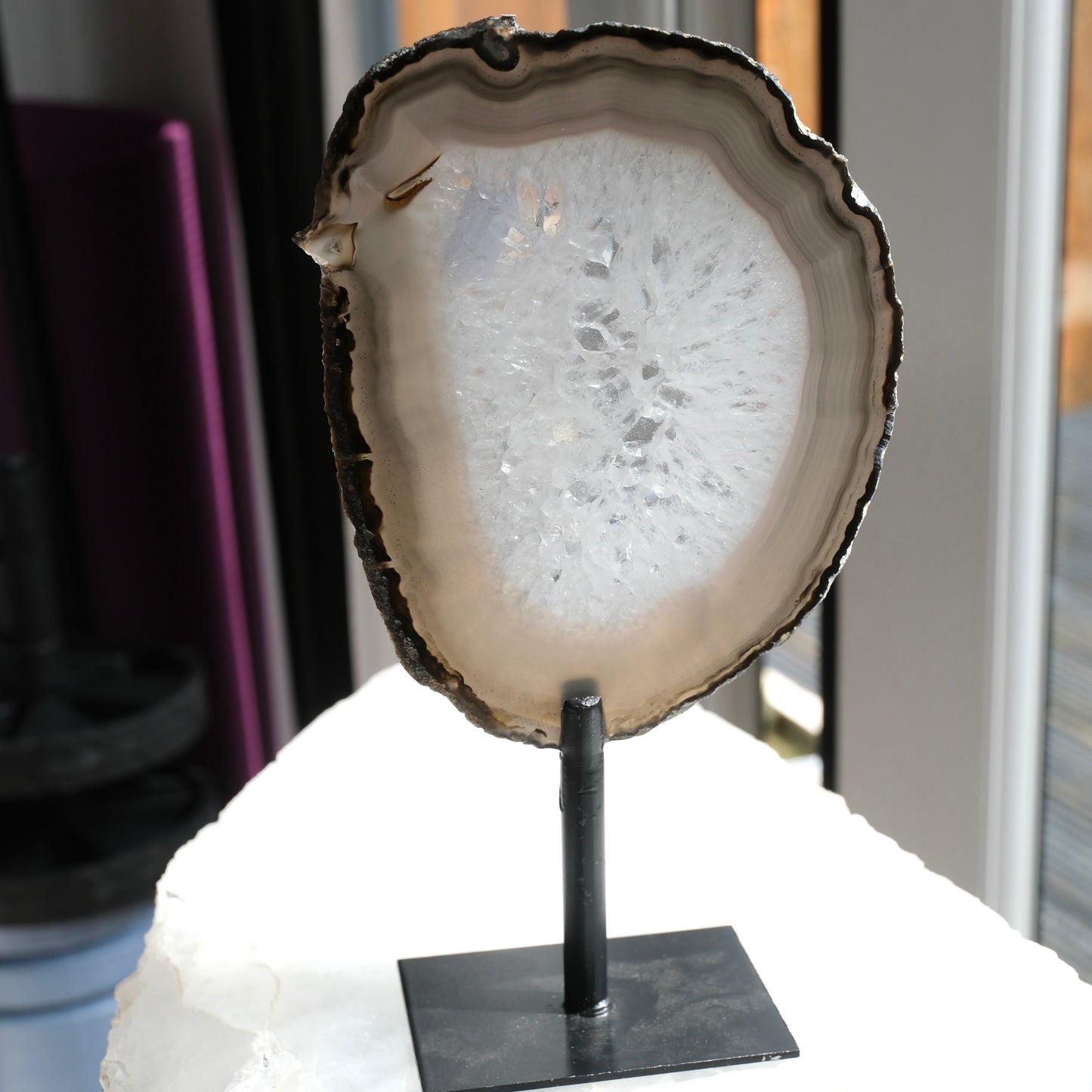 Agate Slice On Stand - Brazil
