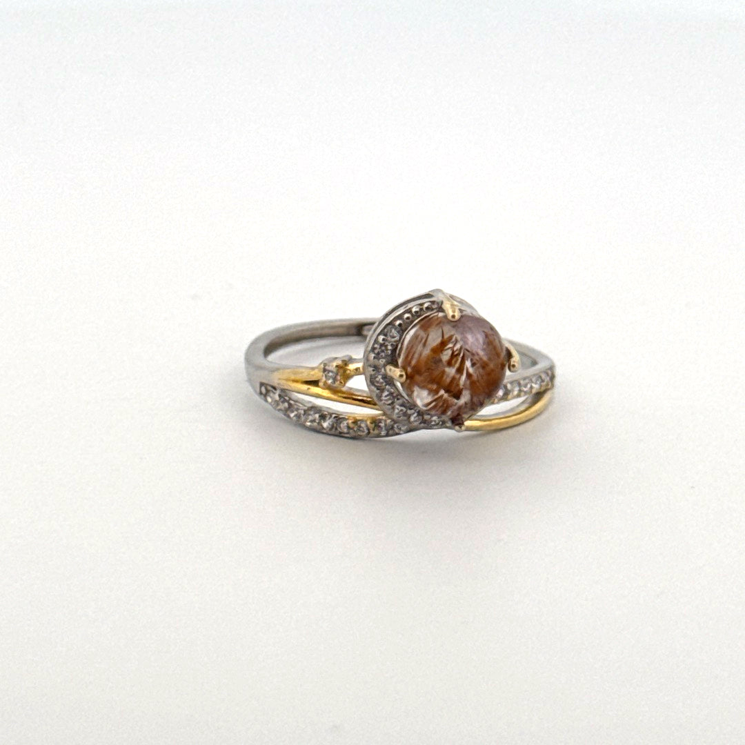 Golden Rutile S925 Adjustable Ring