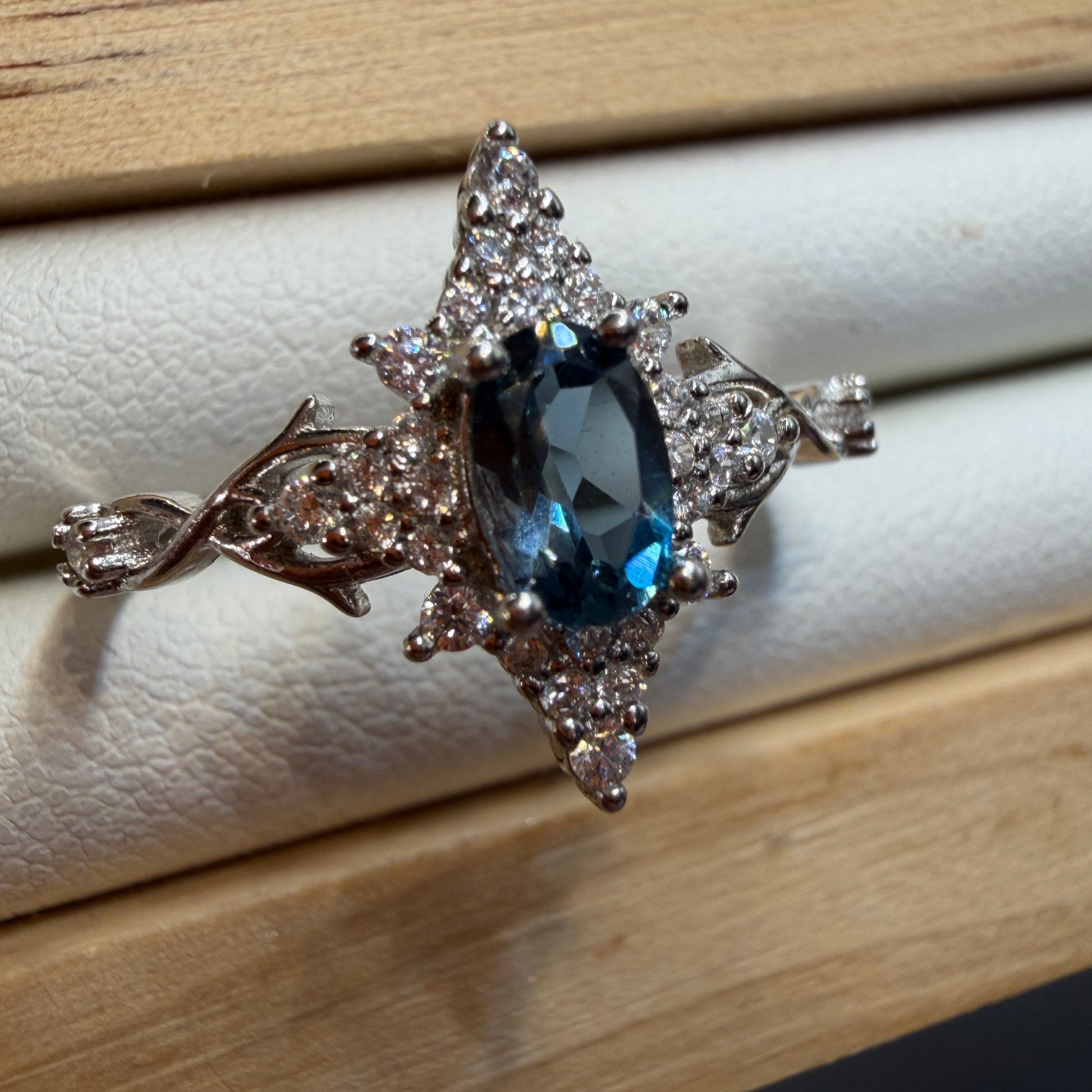 Blue Topaz S925 Adjustable Ring