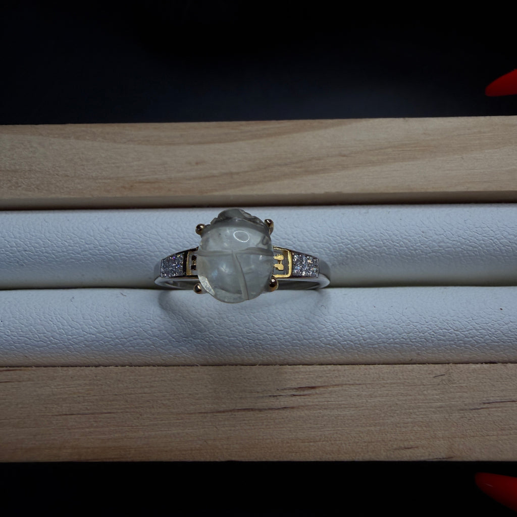 Libyan Desert Glass Scarab S925 Certified Ring