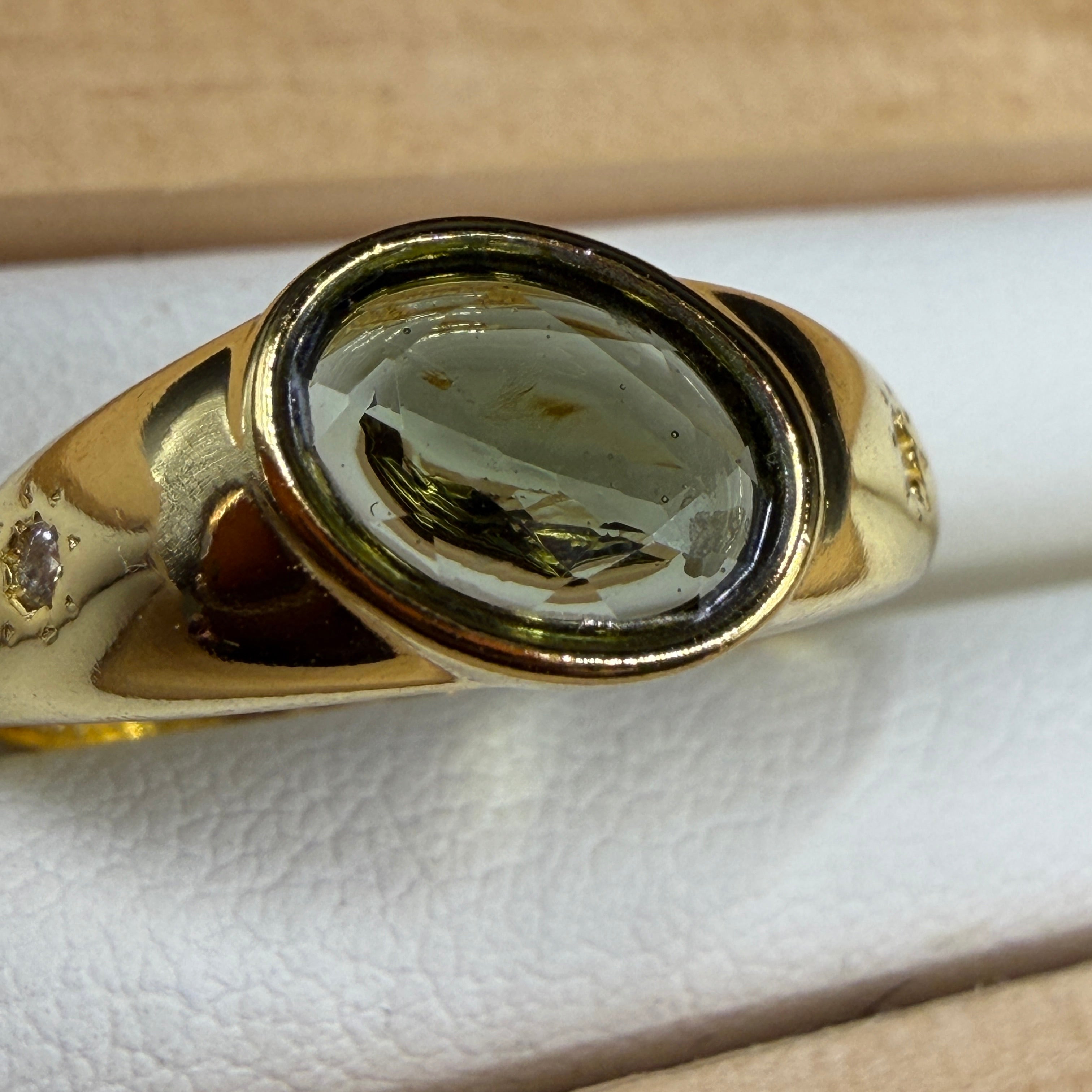 Moldavite S925 Adjustable Certified Gold Ring