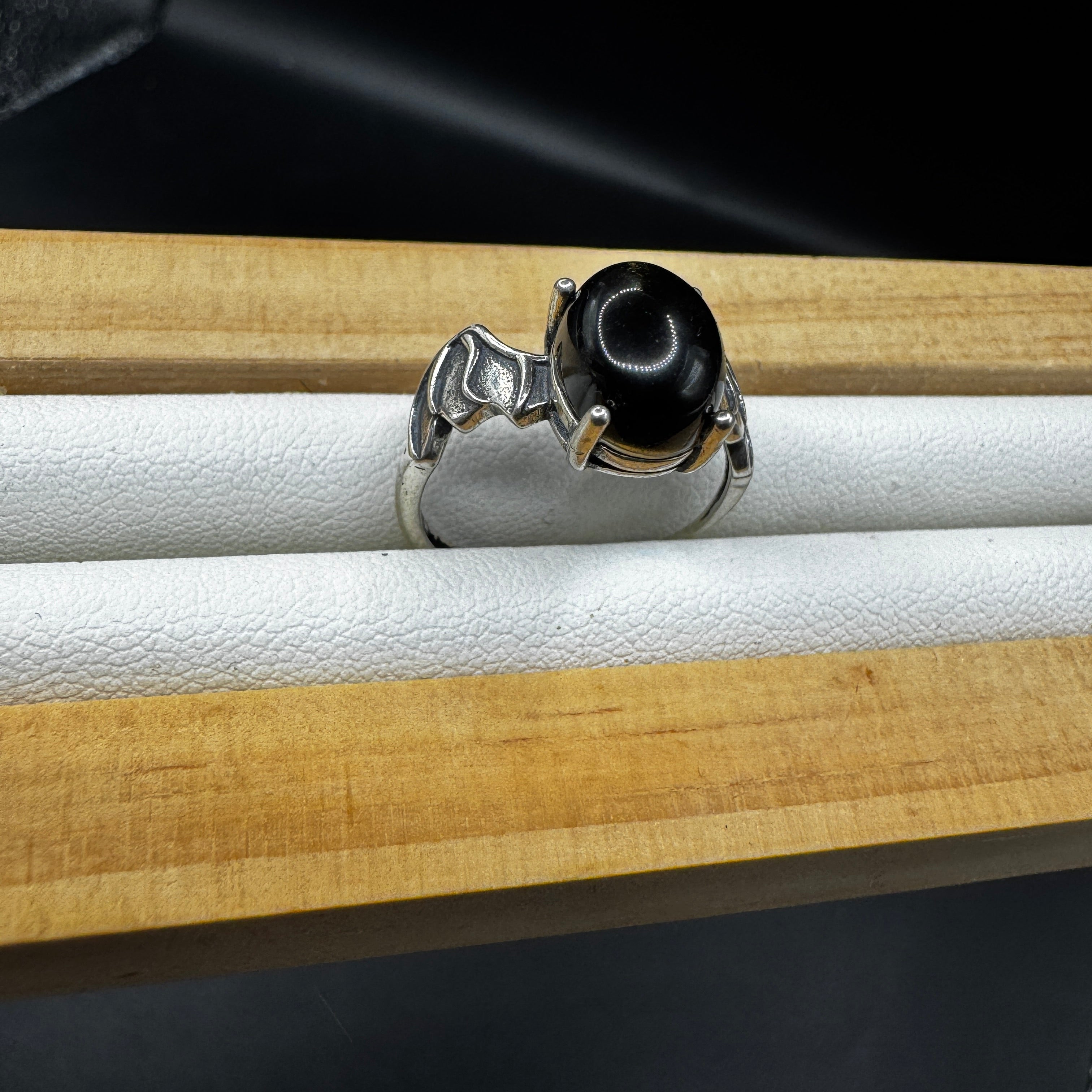 Obsidian Bat S925 Halloween Ring