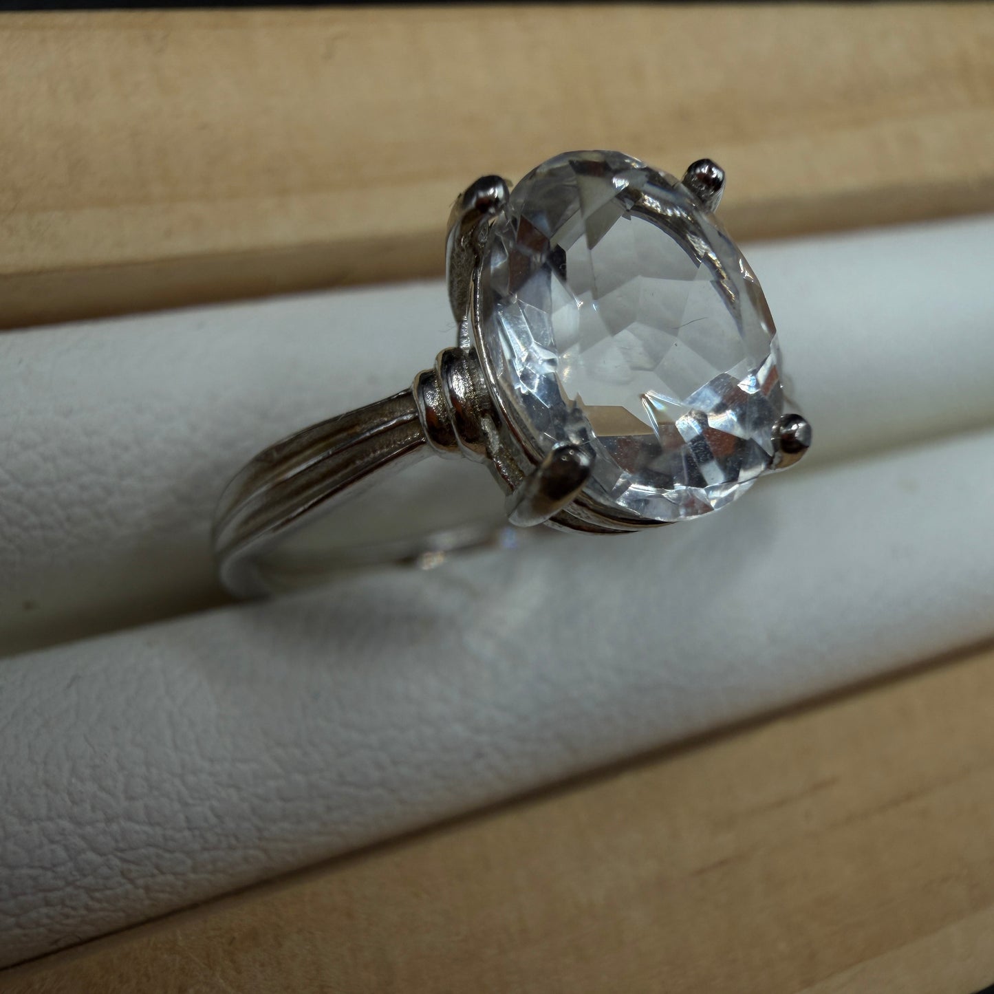 Clear Quartz S925 Adjustable Ring
