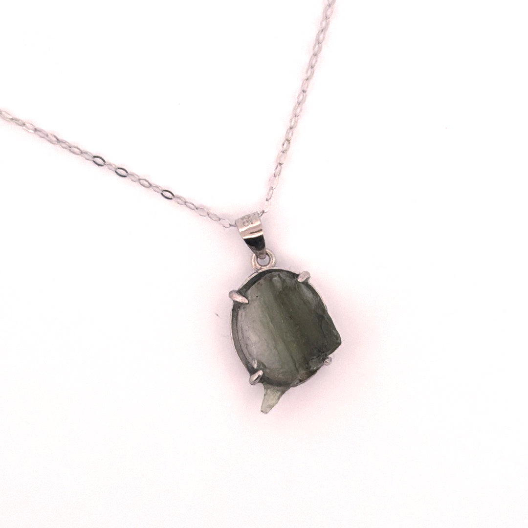 Raw Moldavite S925 Certified Necklace