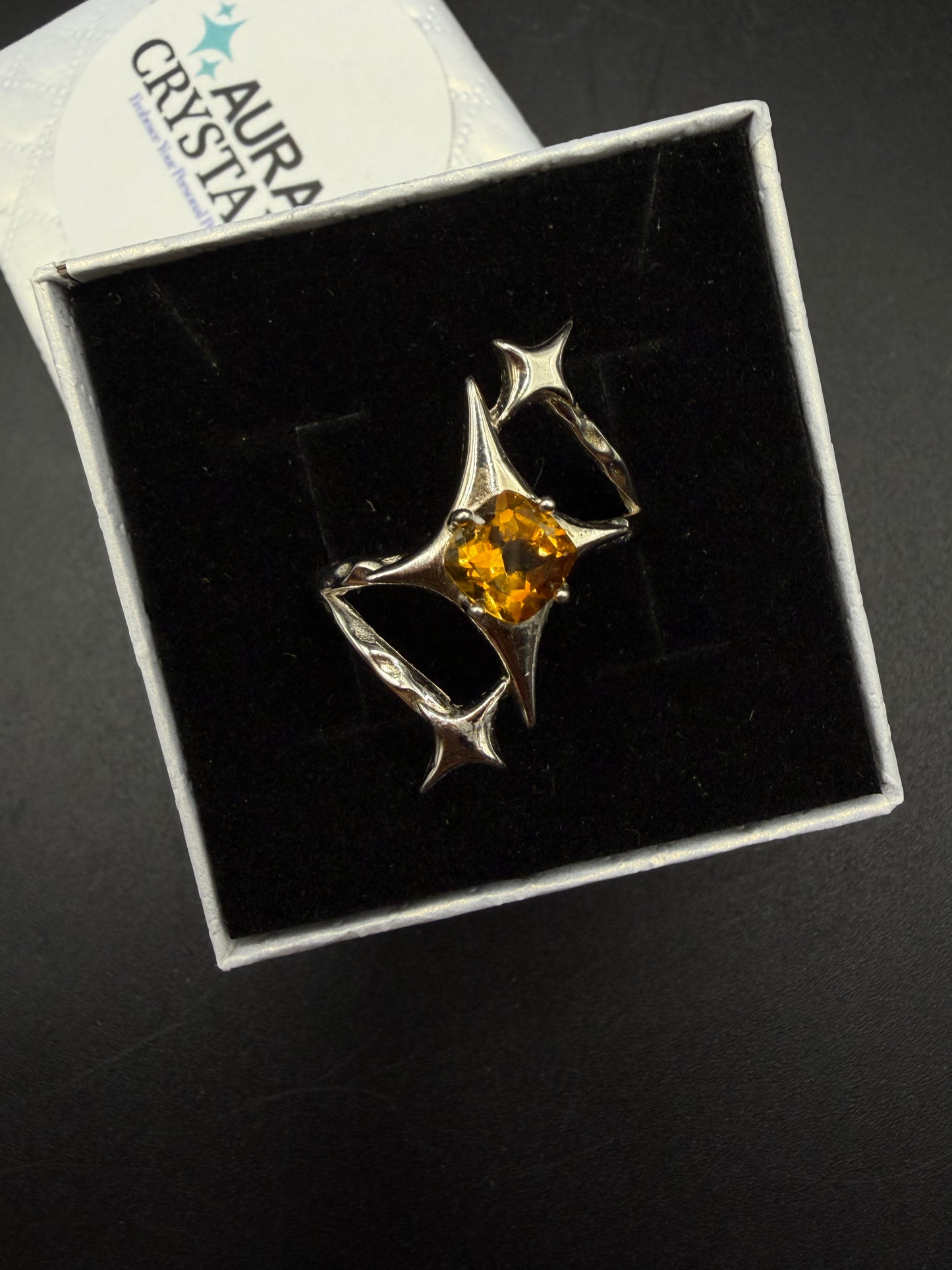 Citrine Star S925 Certified Adjustable Ring