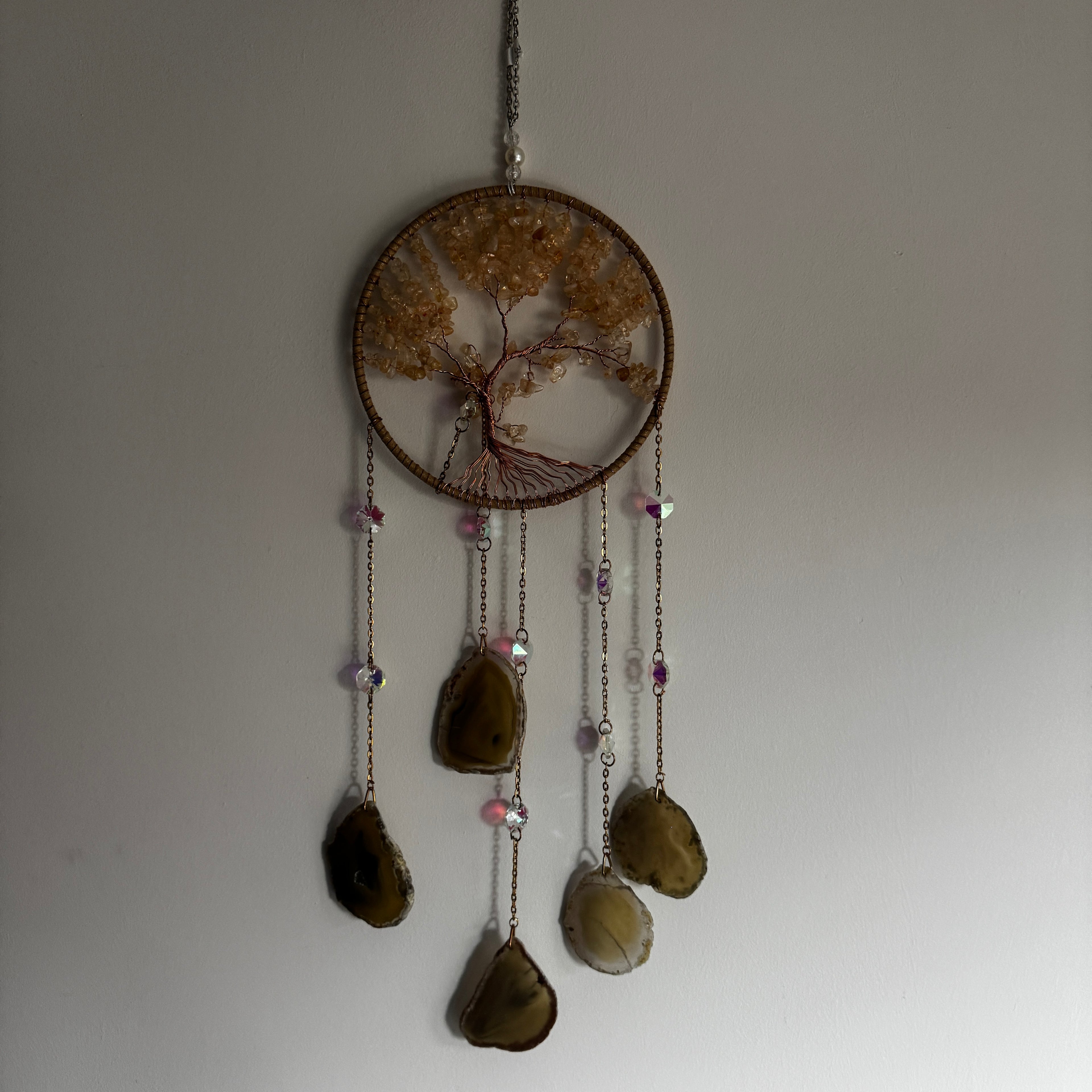 Citrine and Agate Slice Suncatcher