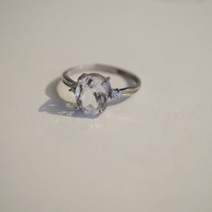 Clear Quartz S925 Adjustable Ring