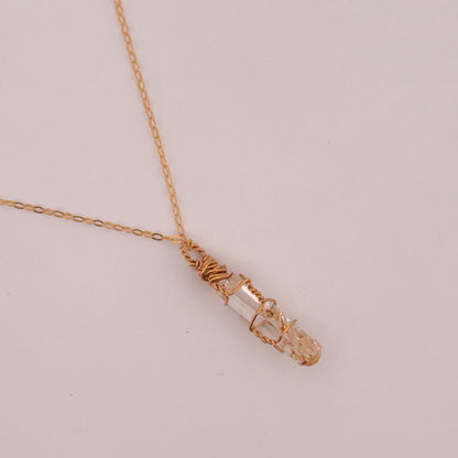 Lemurian Mango Quartz Gold Handmade Necklace on S925 Chain
