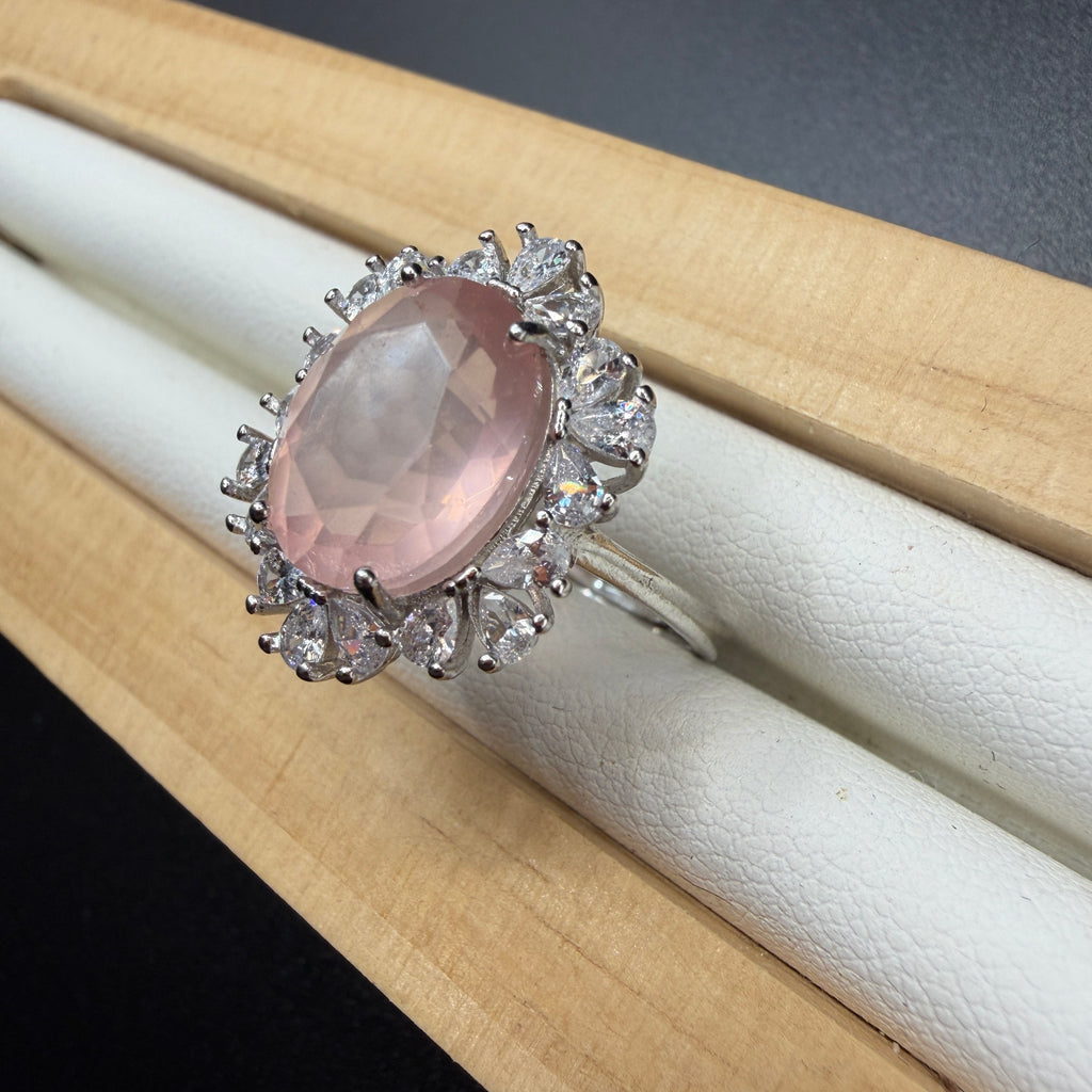 Rose Quartz S925 Adjustable Ring